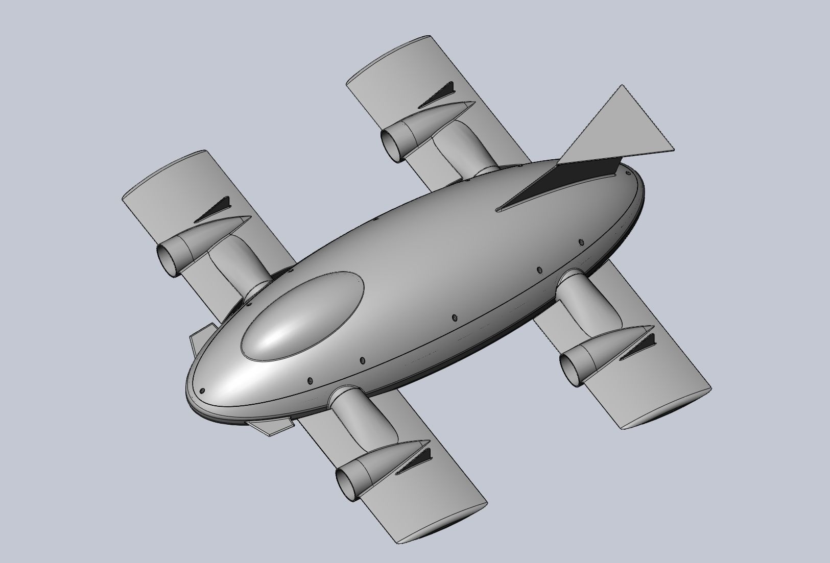Printable Tiltwing Tiltrotor Drone Body 3D print model_4