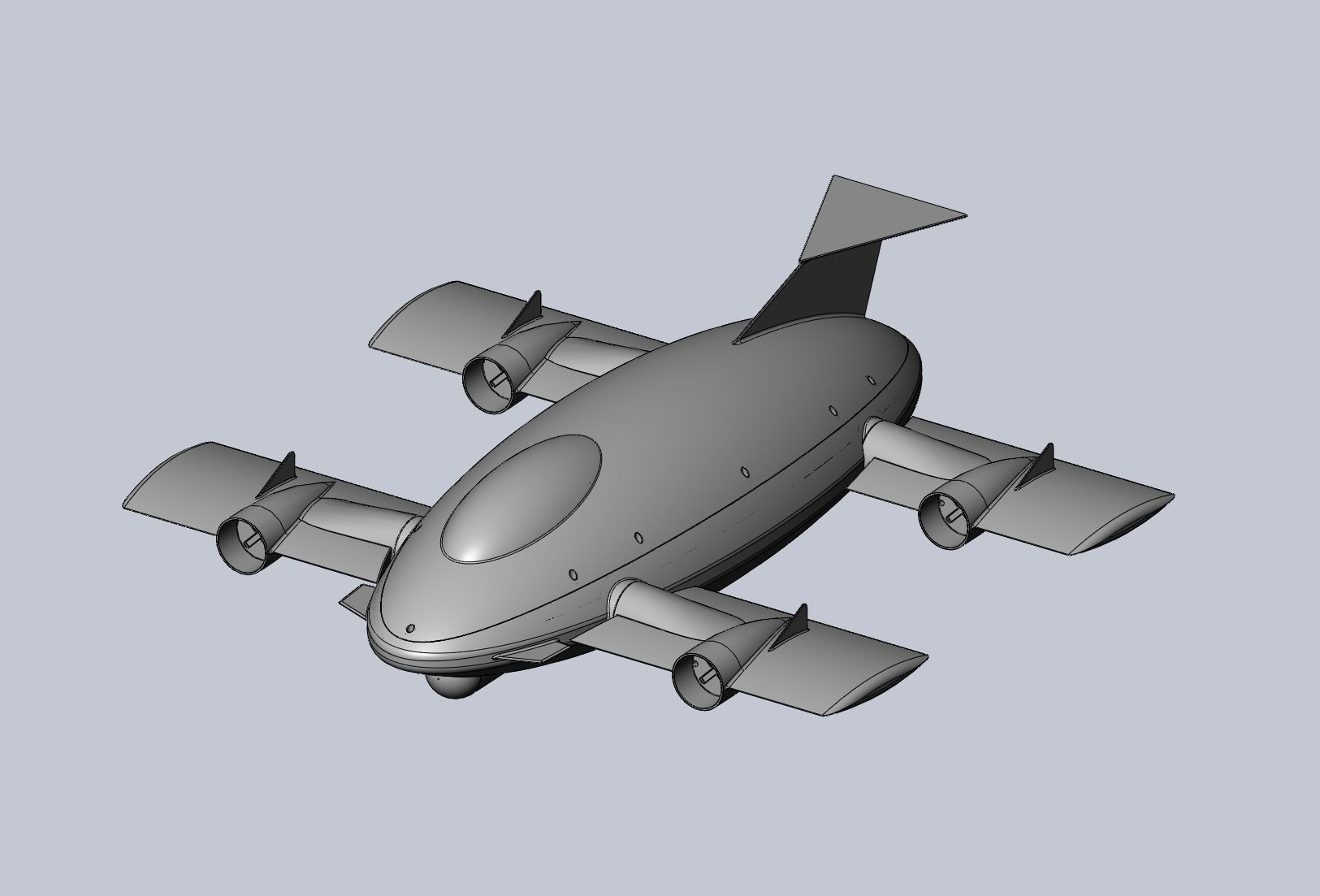 Printable Tiltwing Tiltrotor Drone Body 3D print model_39
