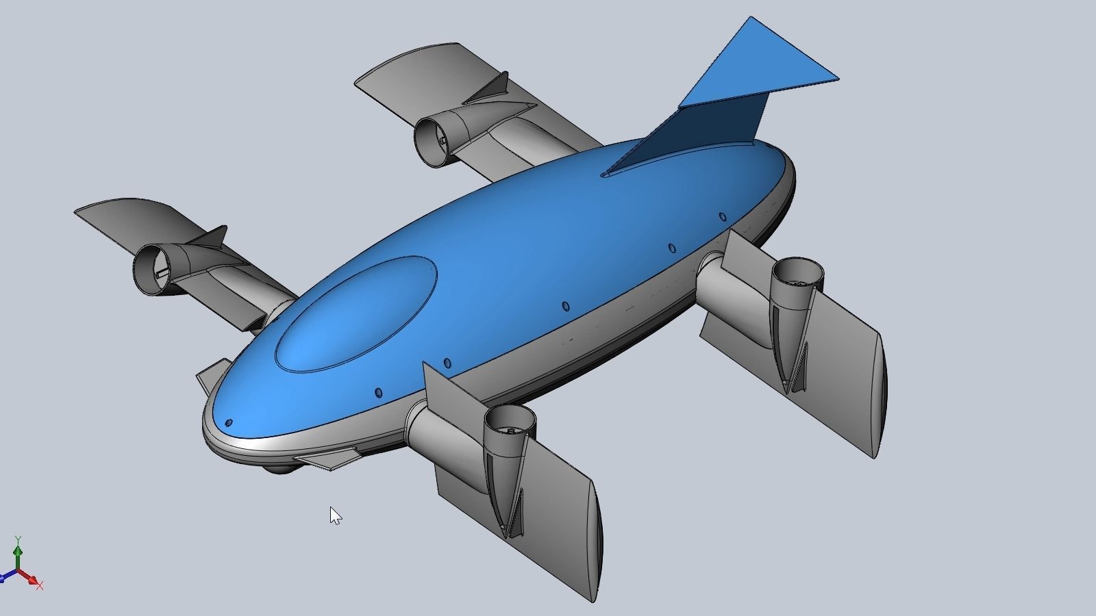 Printable Tiltwing Tiltrotor Drone Body 3D print model_48