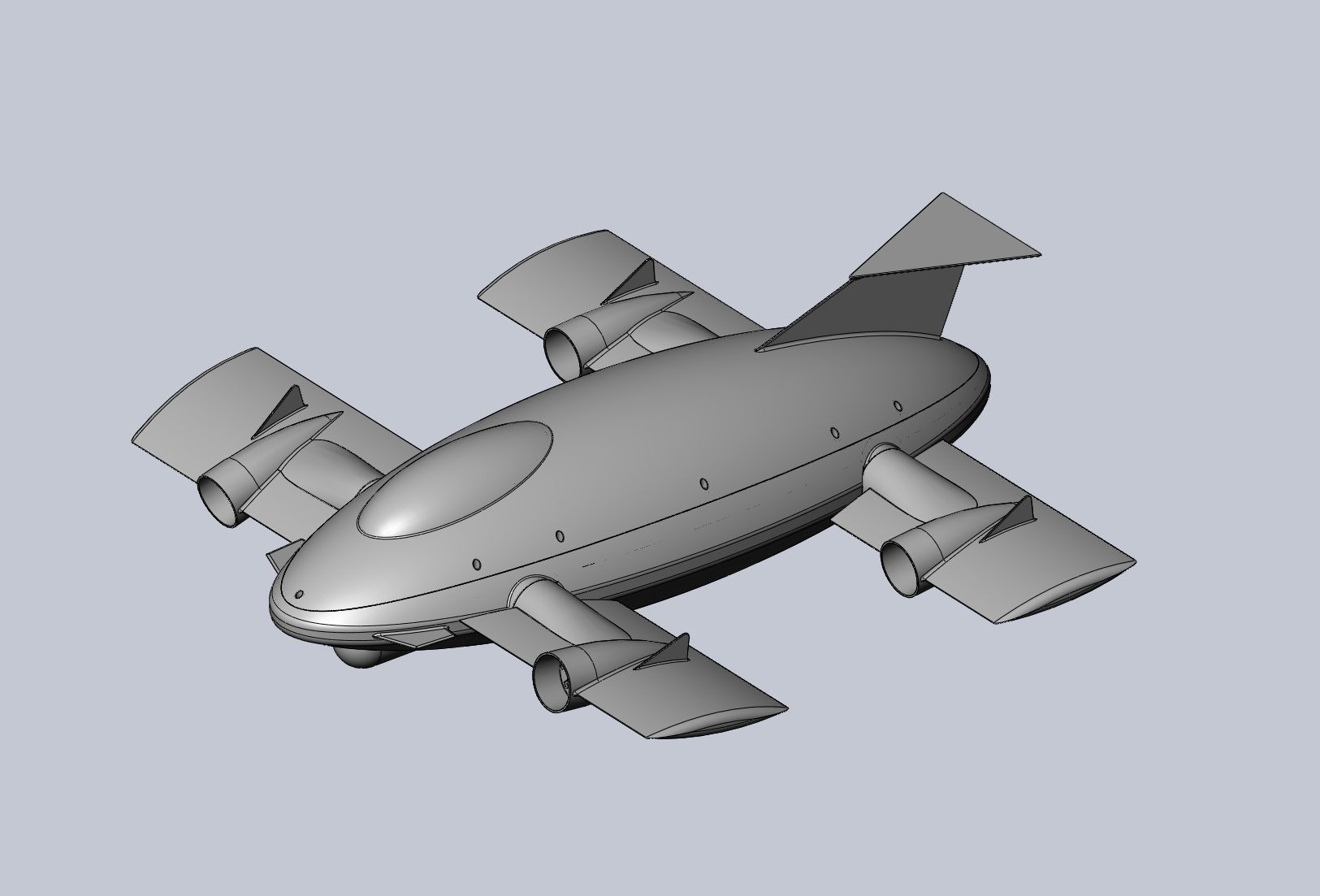 Printable Tiltwing Tiltrotor Drone Body 3D print model_3
