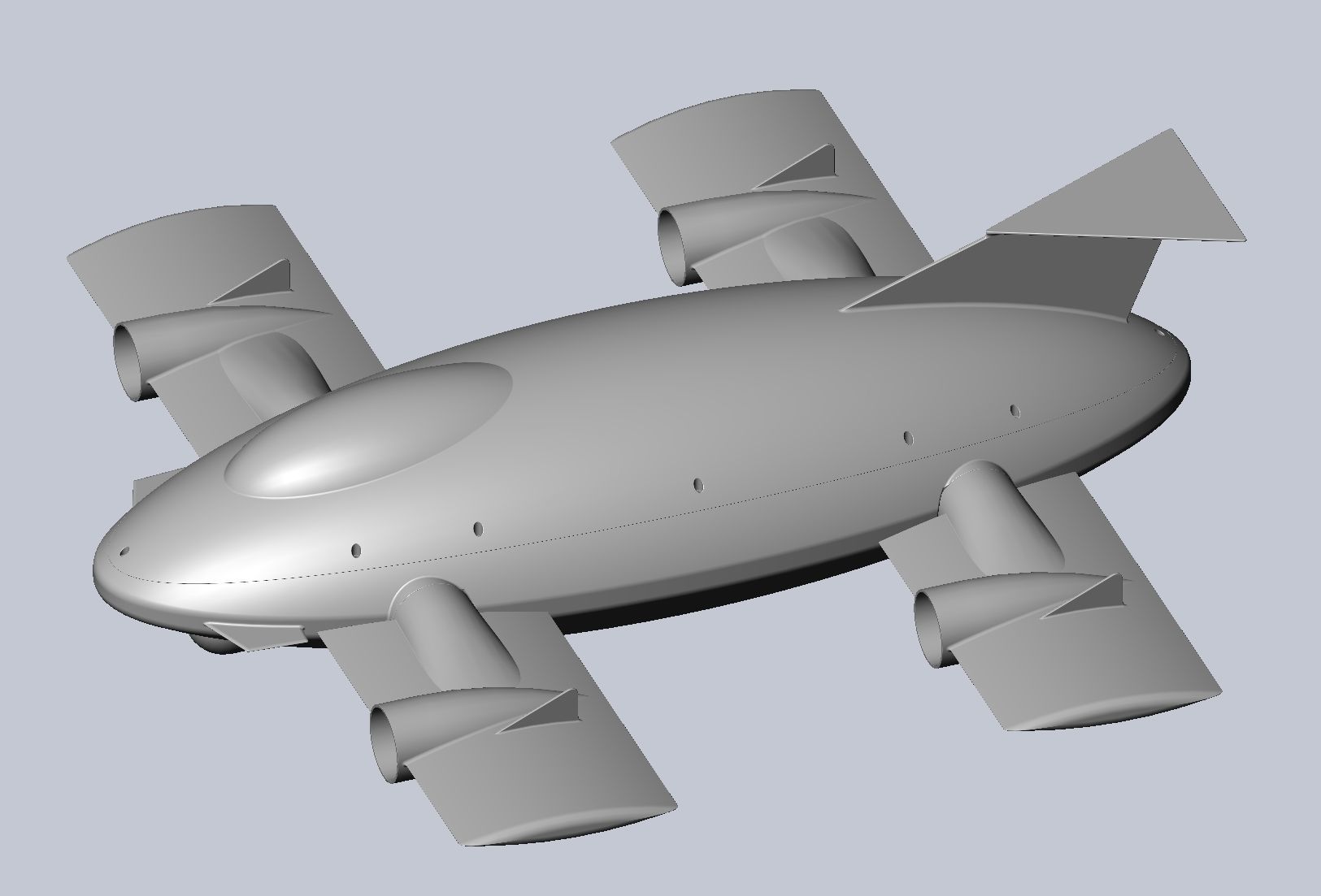 Printable Tiltwing Tiltrotor Drone Body 3D print model_2