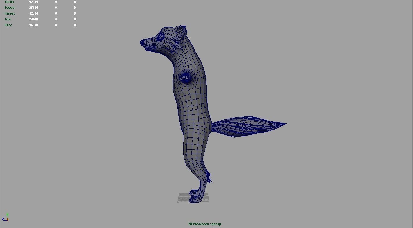 Wild Fox  Low-poly 3D model_3