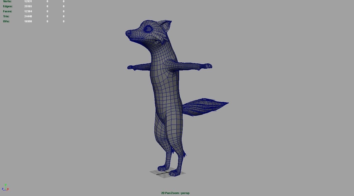 Wild Fox  Low-poly 3D model_1