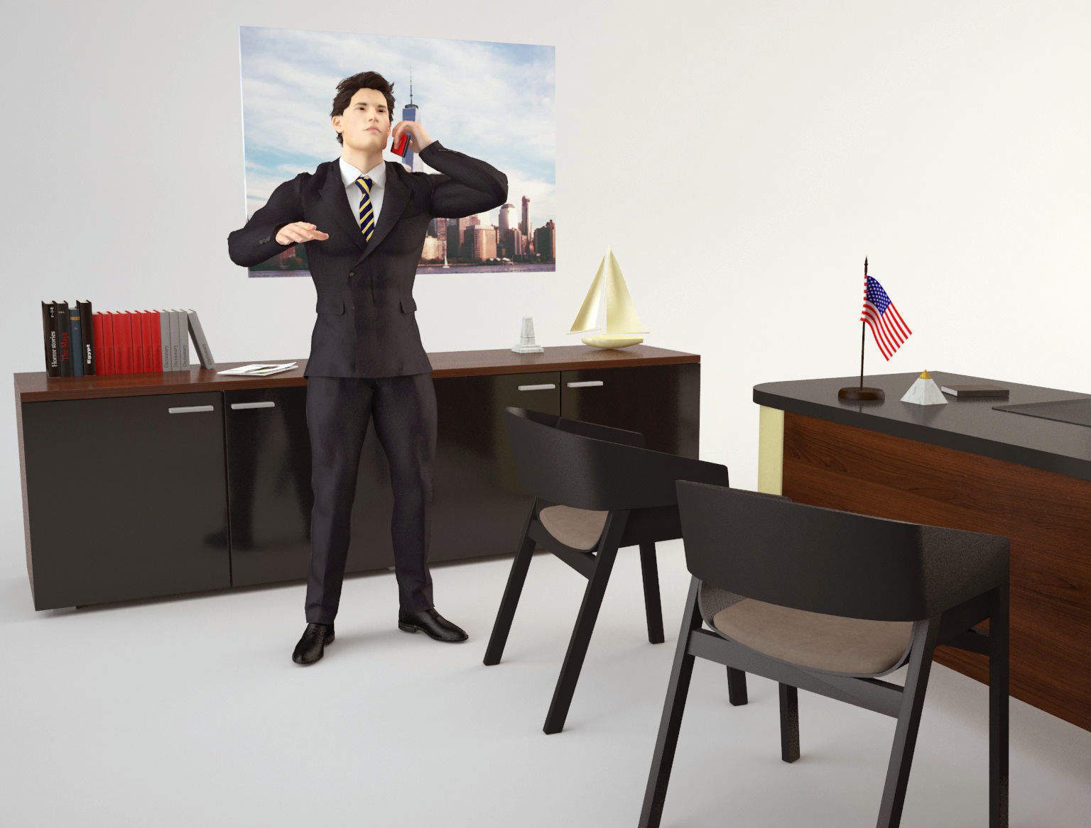 Office Scene 3 Low-poly 3D model_3