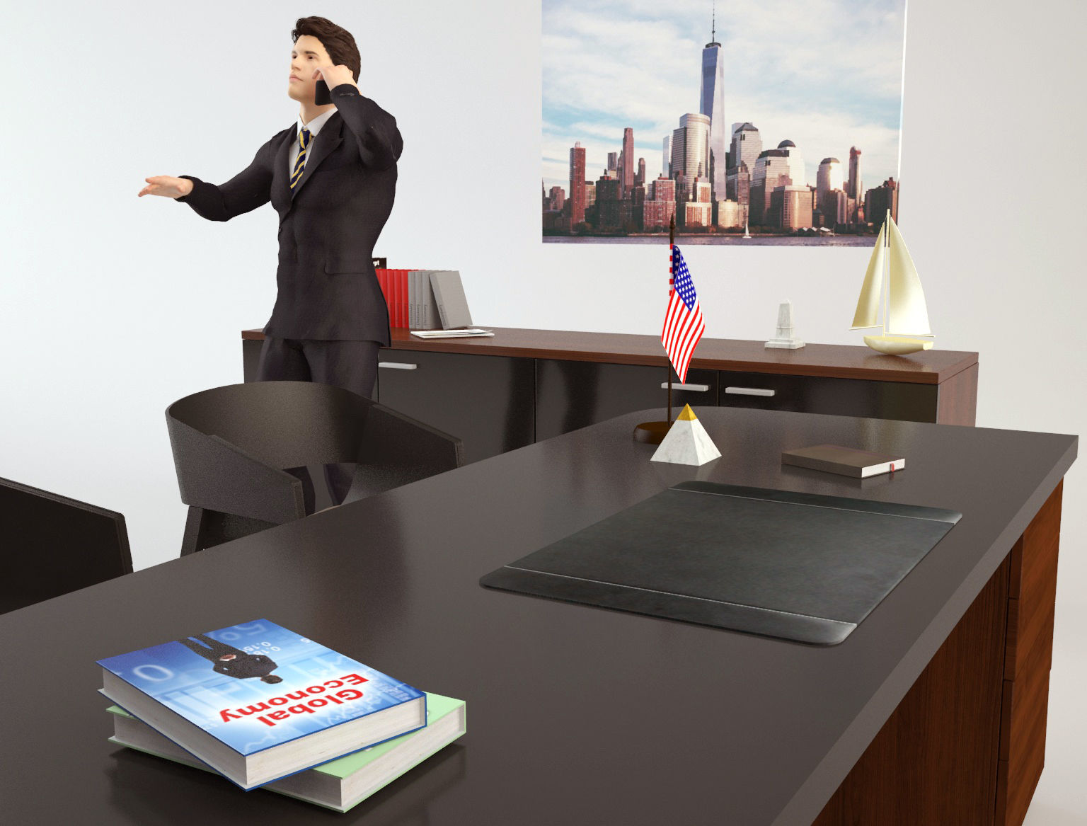 Office Scene 3 Low-poly 3D model_2