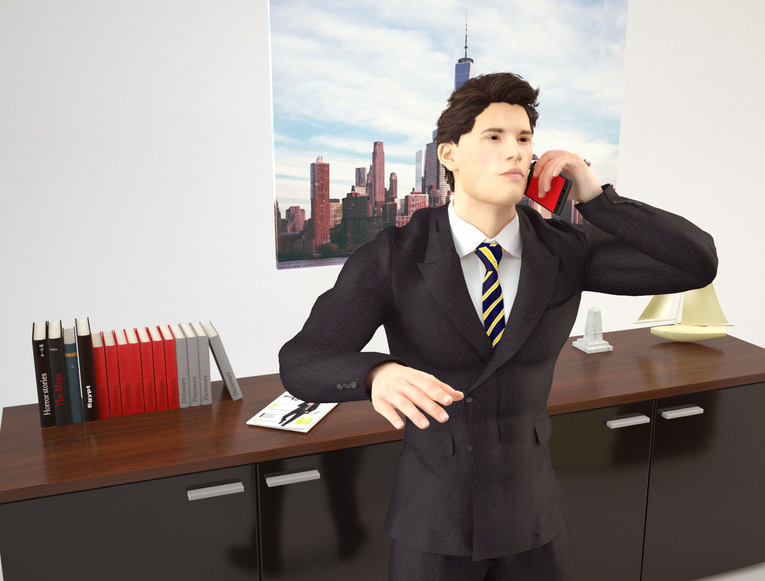 Office Scene 3 Low-poly 3D model_4