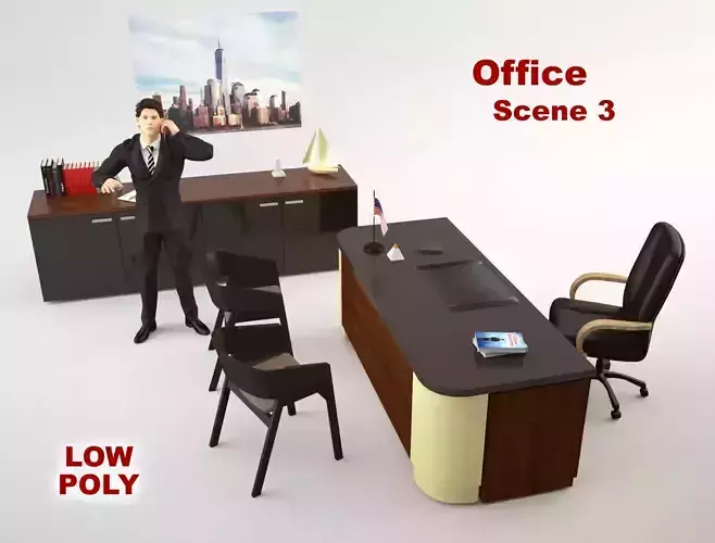 Office Scene 3 Low-poly 3D model