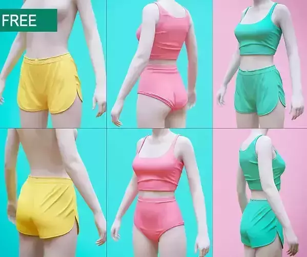 Shorts and Undergarment 3D model