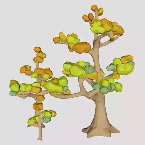 Low poly  ash tree pack Autumn for cartoon