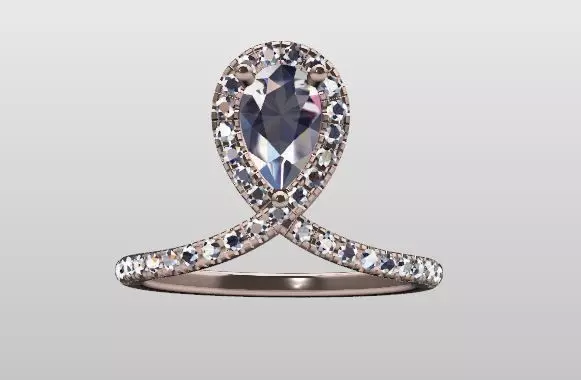 chevron ring Pear shape center 3D print model_0