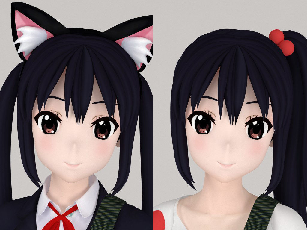 Azusa Nakano anime girl pose 01 3D model_1