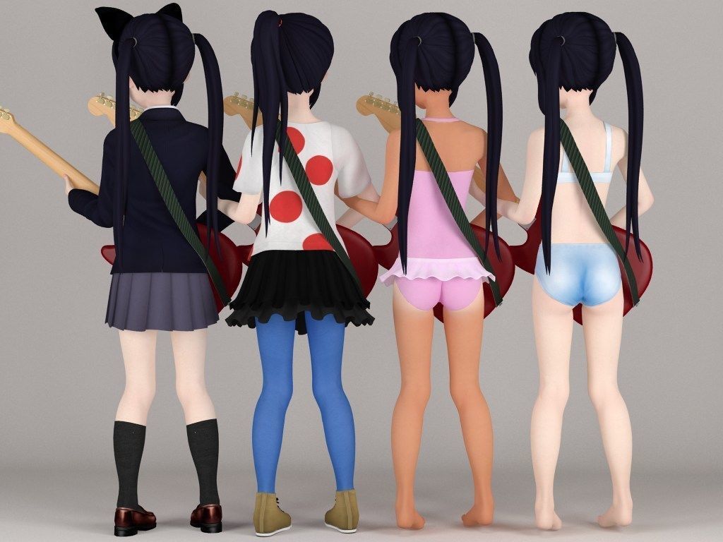 Azusa Nakano anime girl pose 01 3D model_6