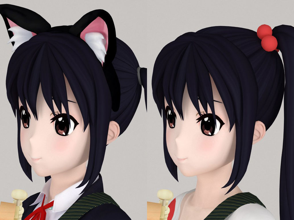 Azusa Nakano anime girl pose 01 3D model_2