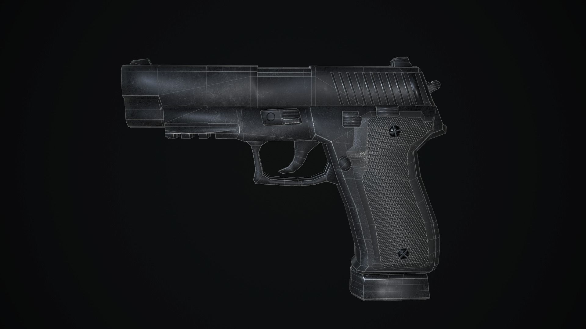 Sig Sauer P226 Low-poly 3D Model pistol Low-poly 3D model_1