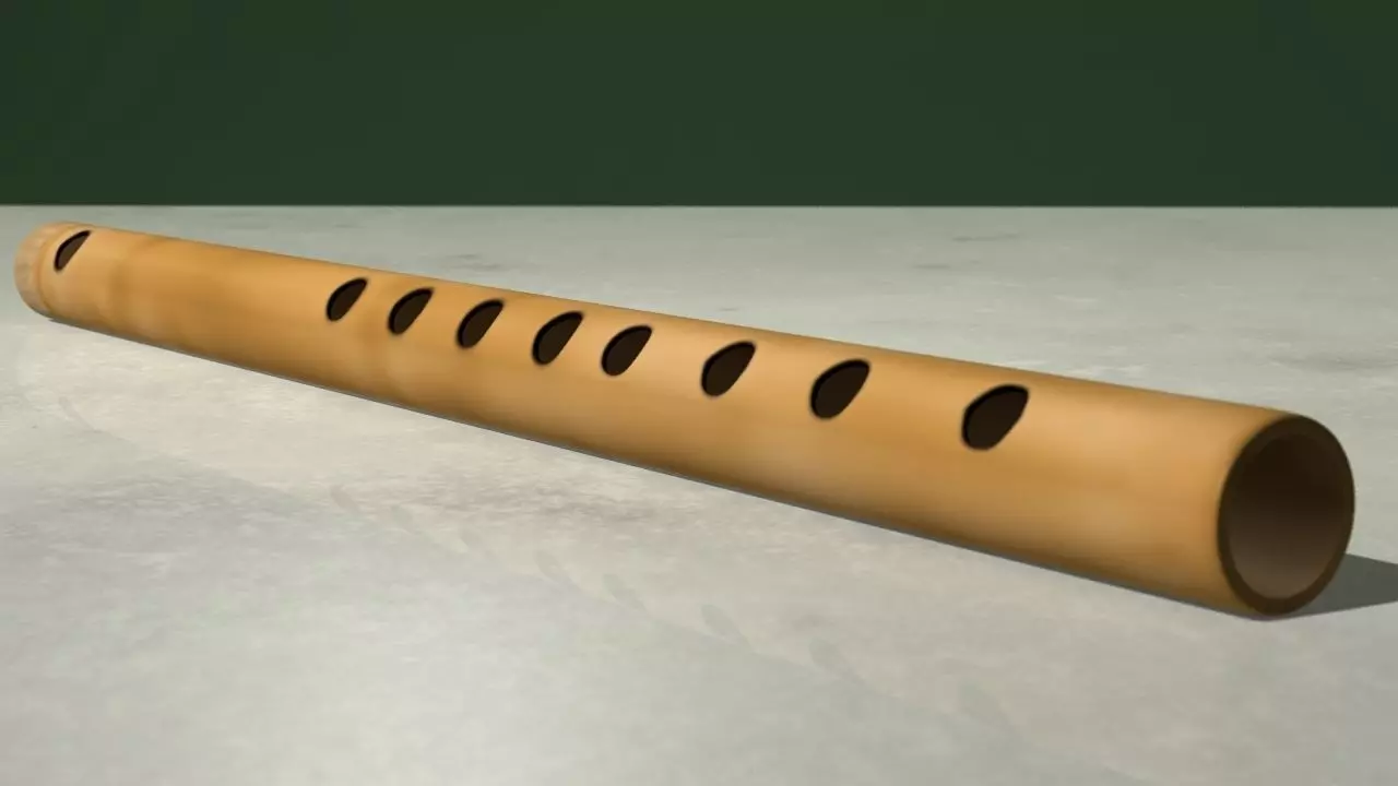 Flute wooden Low-poly 3D model
