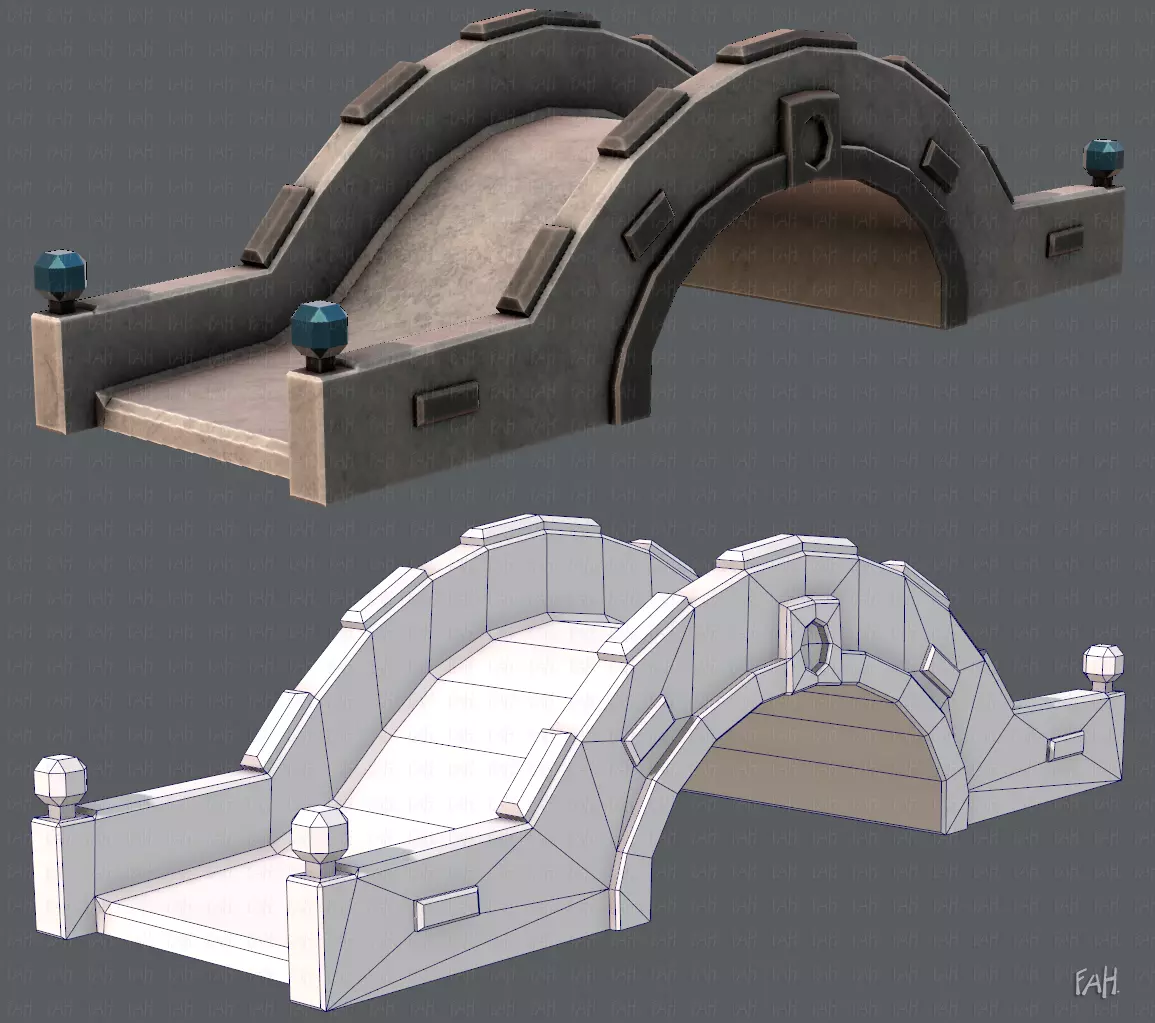 Bridge V02 Low-poly 3D model_0