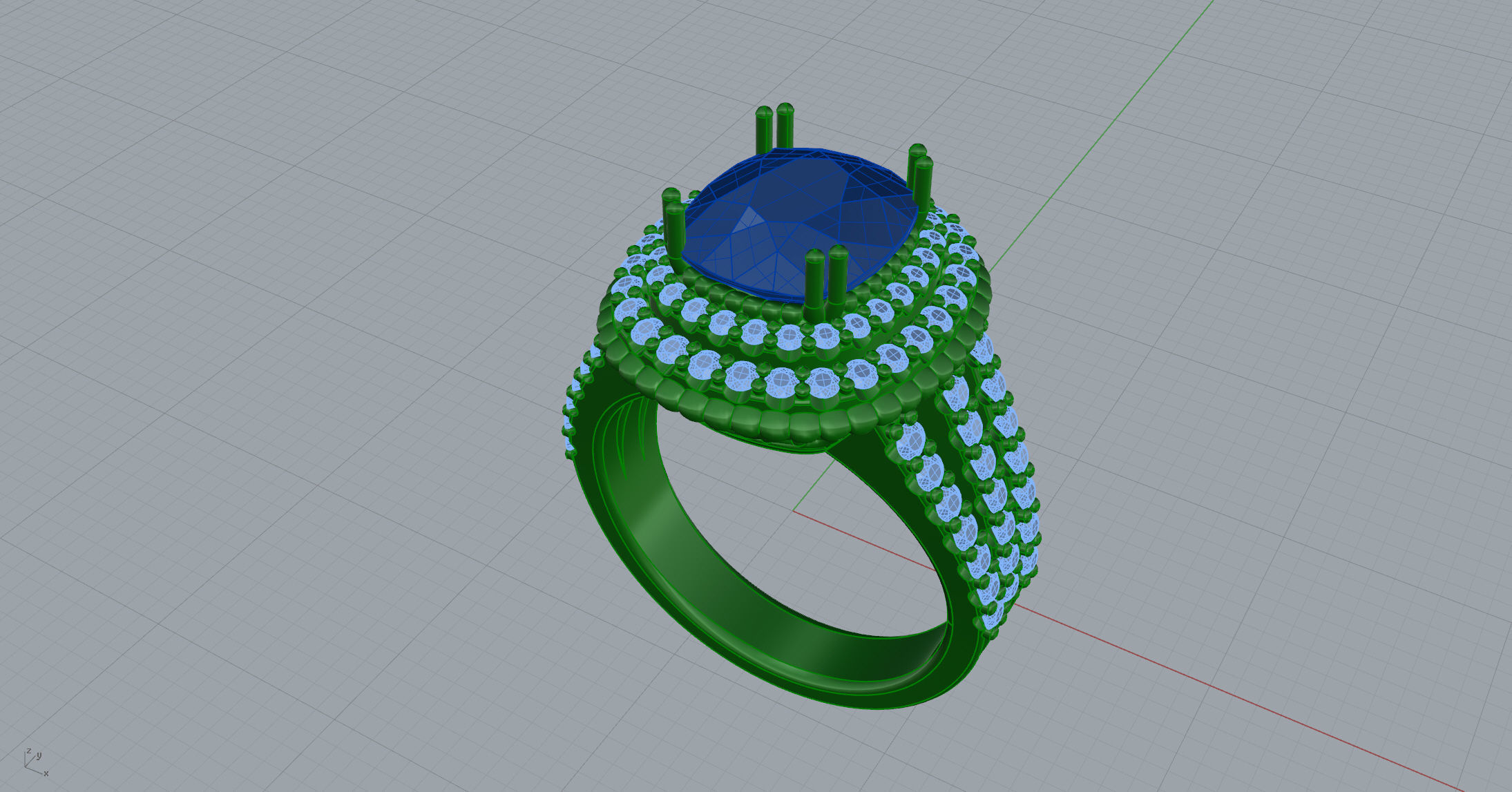 Cushion Cat  Ring with Diamond Halo in 18K 3D print model_13