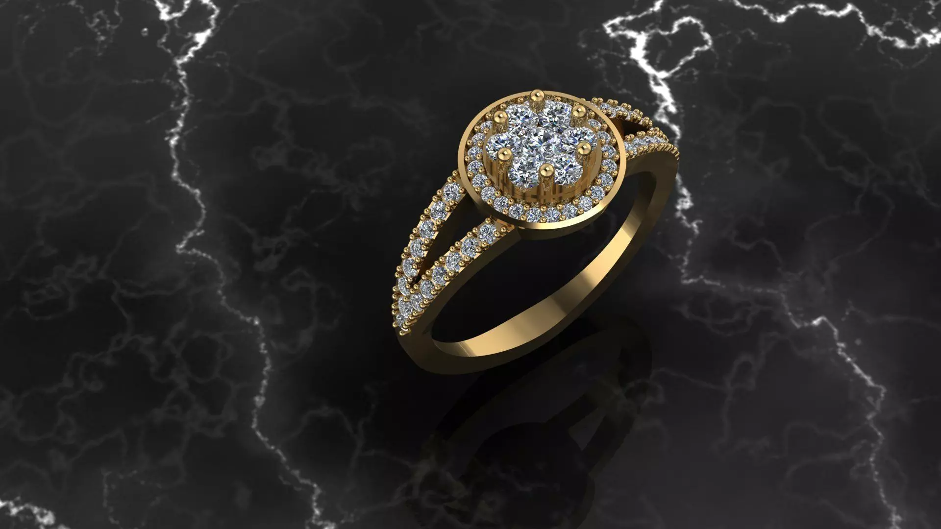 Flowering two diamond engagement rings 3D print model