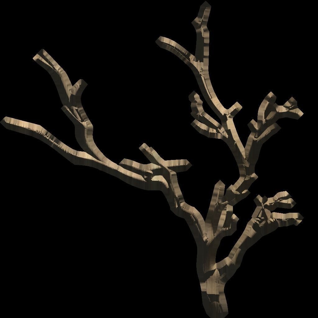 Branch tree Low-poly 3D model_4