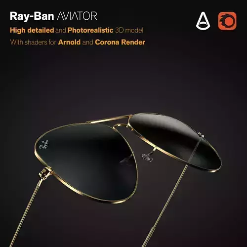 Ray-Ban Aviator sunglasses 3D model 3D model