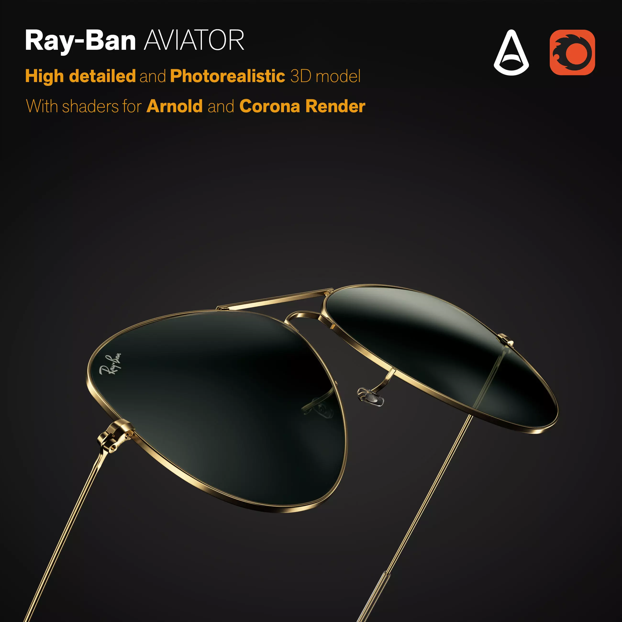 Ray-Ban Aviator sunglasses 3D model 3D model_0