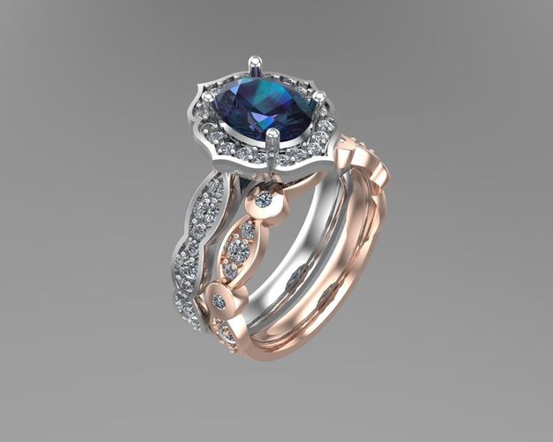 Diamond oval matching rings  NN058 3D print model