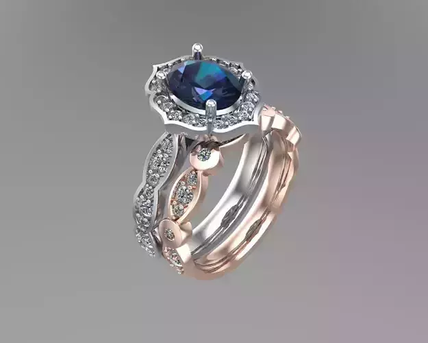 Diamond oval matching rings  NN058