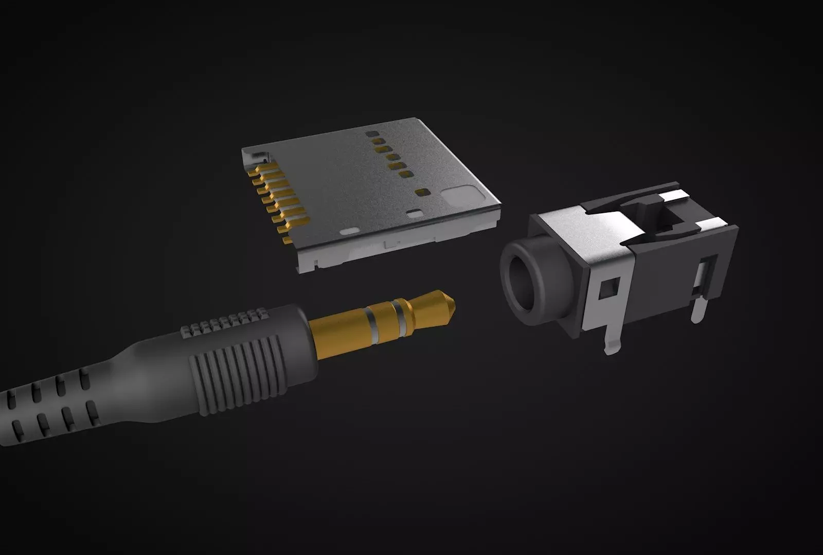 35mm Headphone Plug and micro sd slot 3D model_0