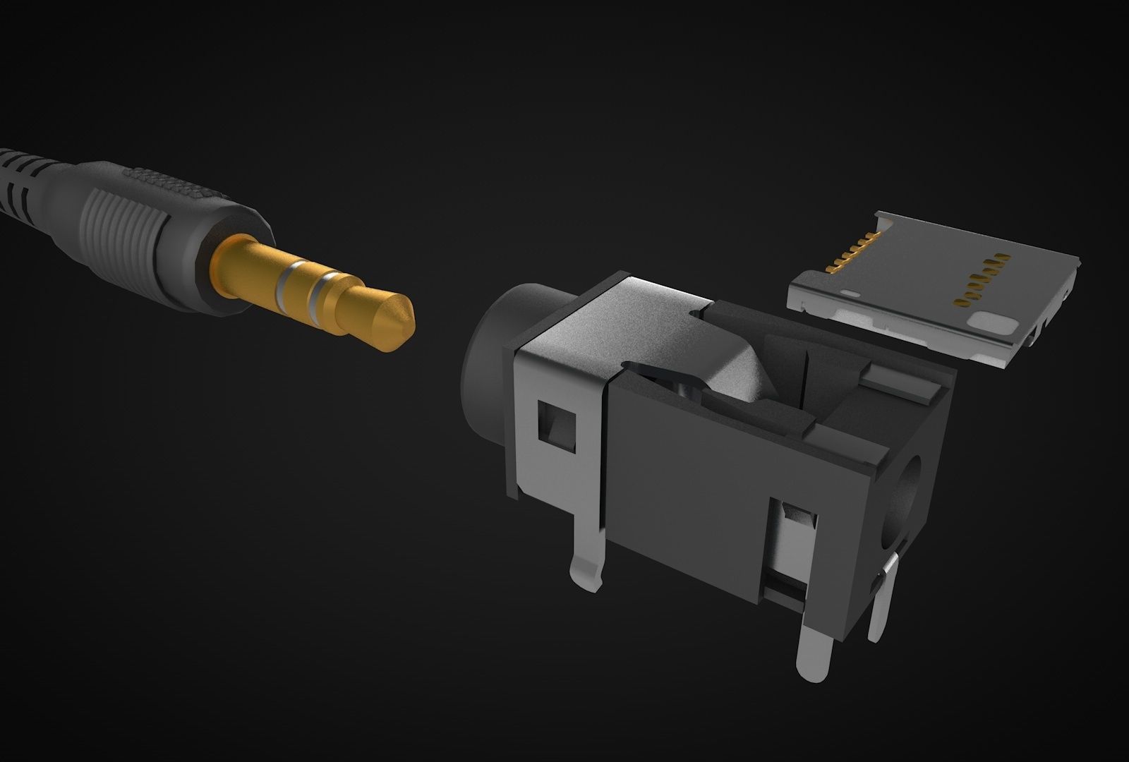 35mm Headphone Plug and micro sd slot 3D model_2