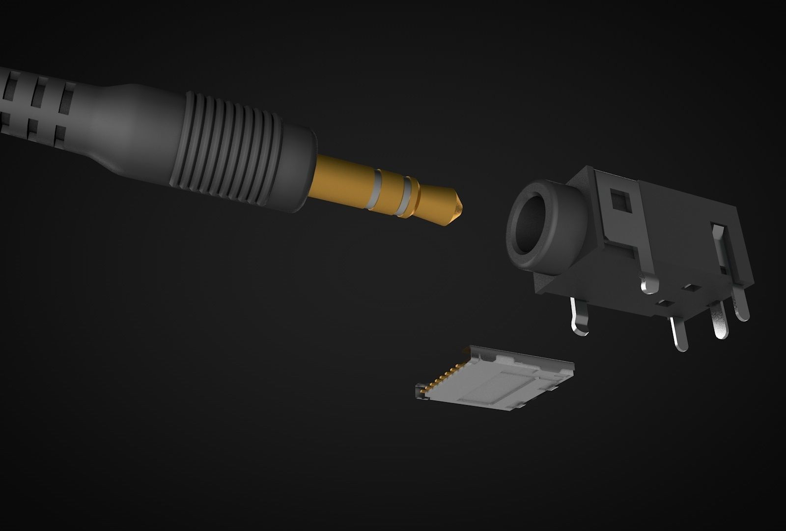 35mm Headphone Plug and micro sd slot 3D model_1