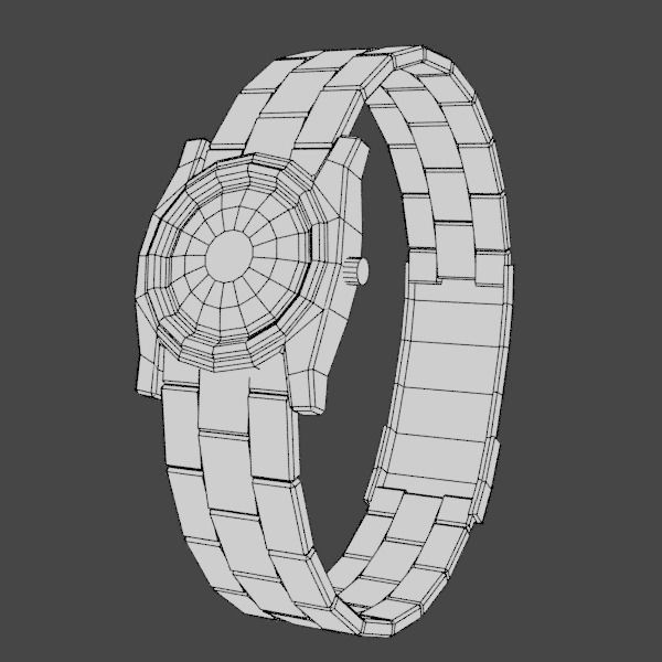 Lowpoly Watch silver in parking garage Low-poly 3D model_3