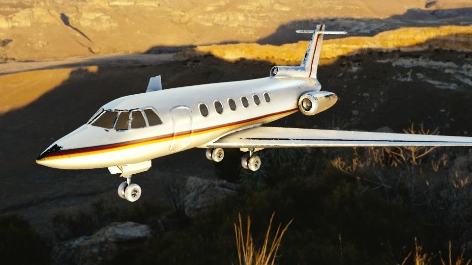 private jet with pbr textures Low-poly 3D model_3