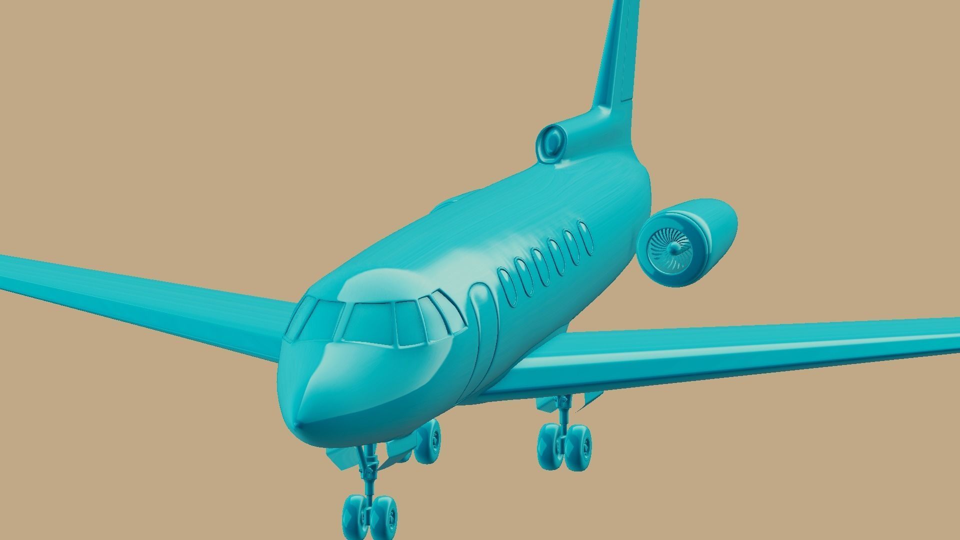 private jet with pbr textures Low-poly 3D model_16