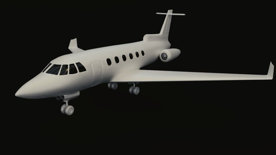 private jet with pbr textures Low-poly 3D model_4