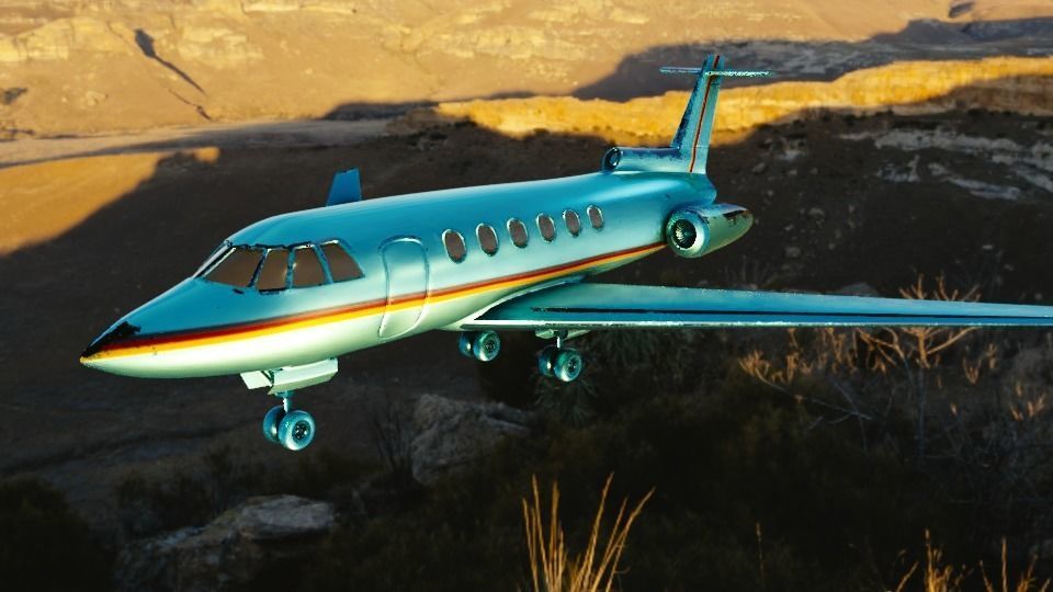 private jet with pbr textures Low-poly 3D model_2