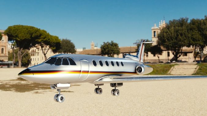 private jet with pbr textures Low-poly 3D model