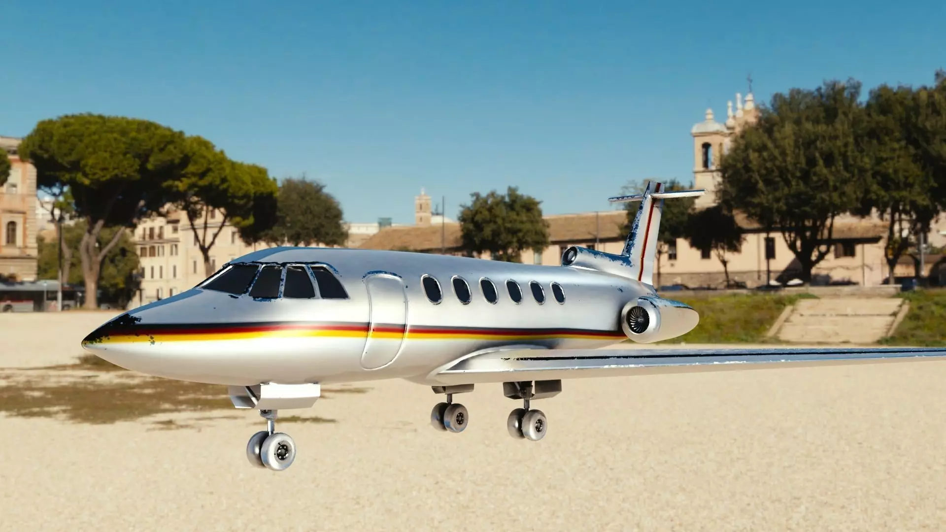 private jet with pbr textures Low-poly 3D model_0