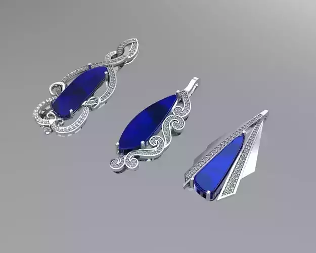 Three gold pendants NN062 3D print model