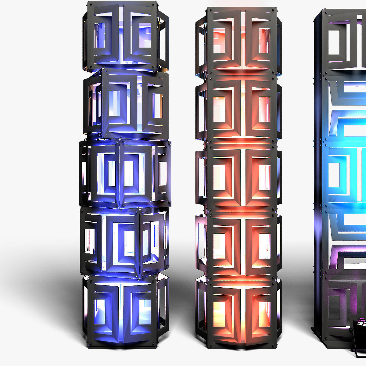 Stage Decor Collection 03 Modular Wall Column 9 Pieces _5