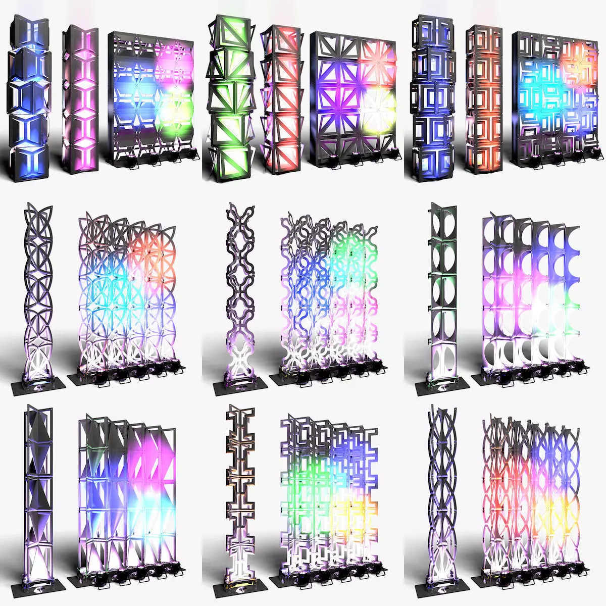 Stage Decor Collection 03 Modular Wall Column 9 Pieces _0