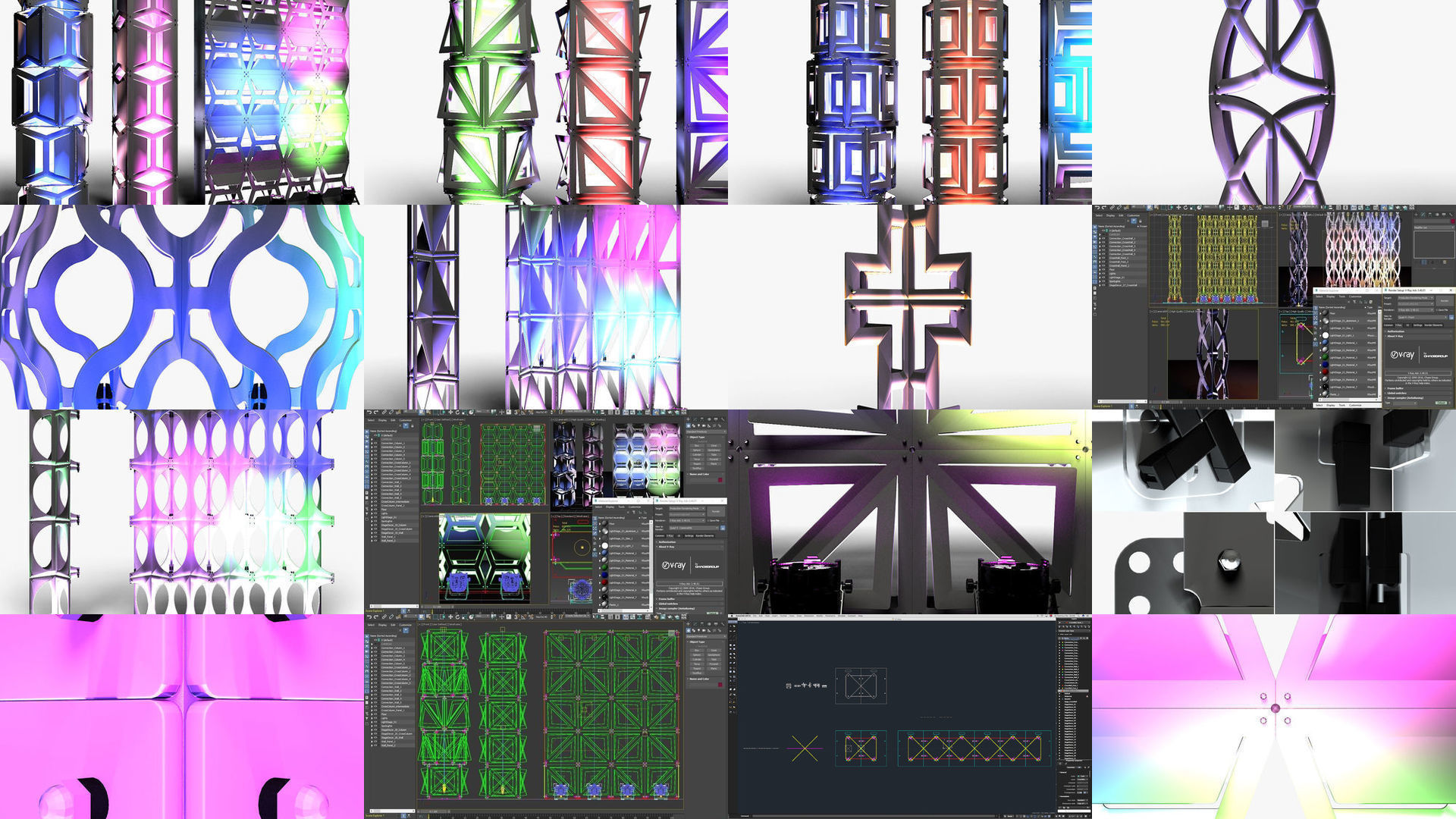 Stage Decor Collection 03 Modular Wall Column 9 Pieces _12