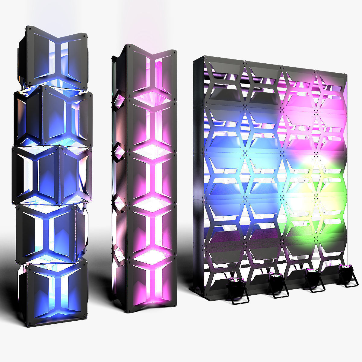 Stage Decor Collection 03 Modular Wall Column 9 Pieces _3