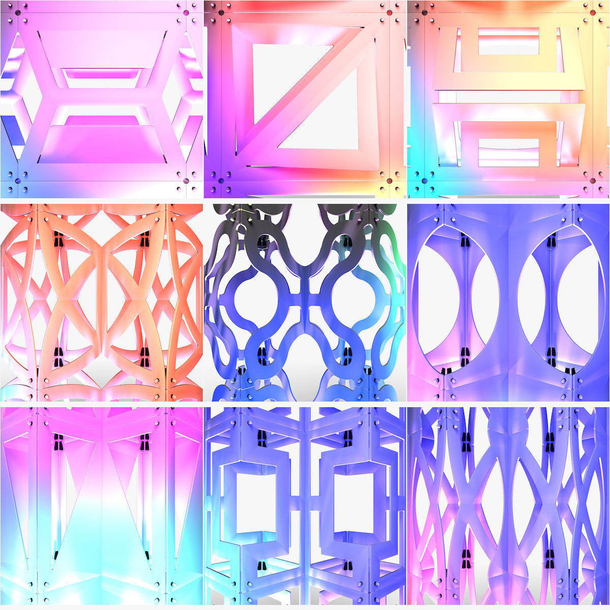 Stage Decor Collection 03 Modular Wall Column 9 Pieces _2