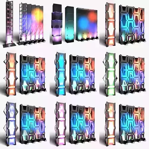Stage Decor Collection 04 Modular Wall Column 9 Pieces 