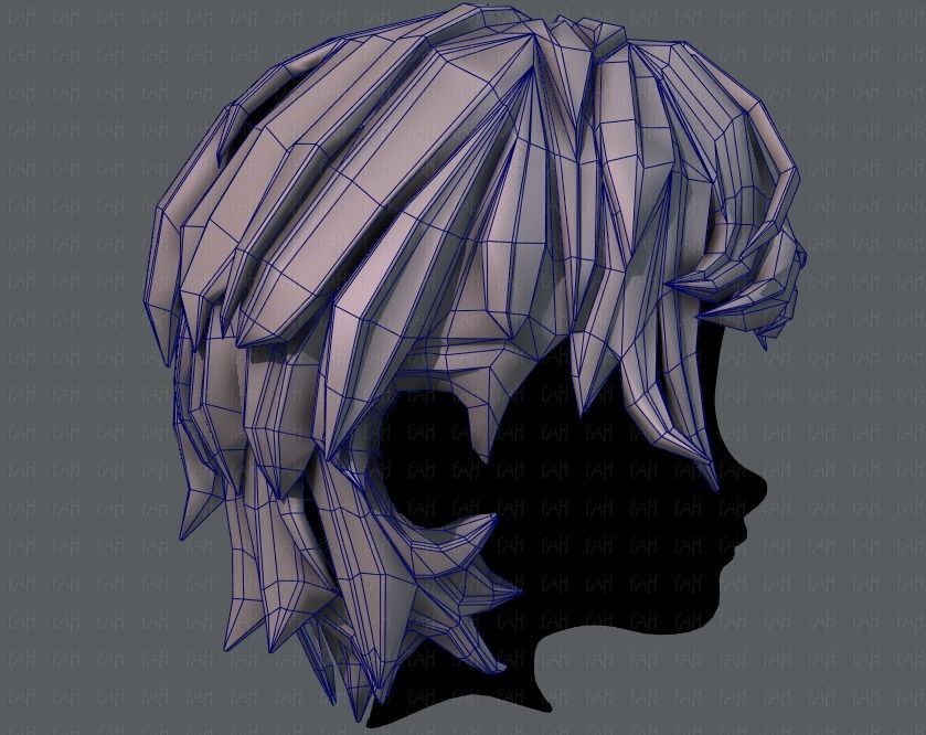 3D Hair style for boy V37 Low-poly 3D model_27