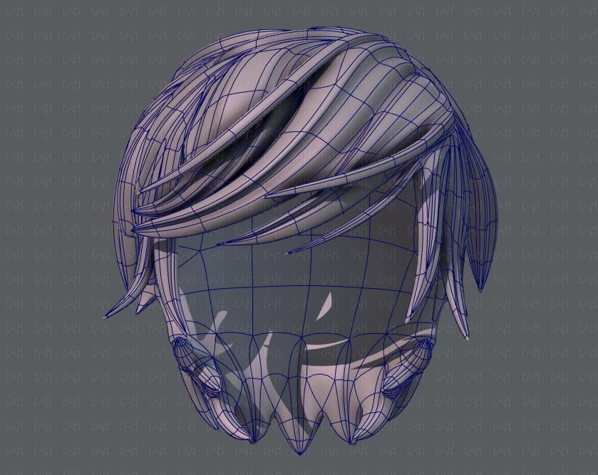 3D Hair style for boy V37 Low-poly 3D model_38