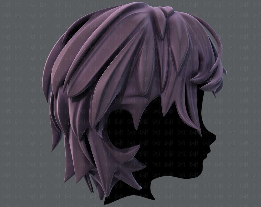 3D Hair style for boy V37 Low-poly 3D model_3