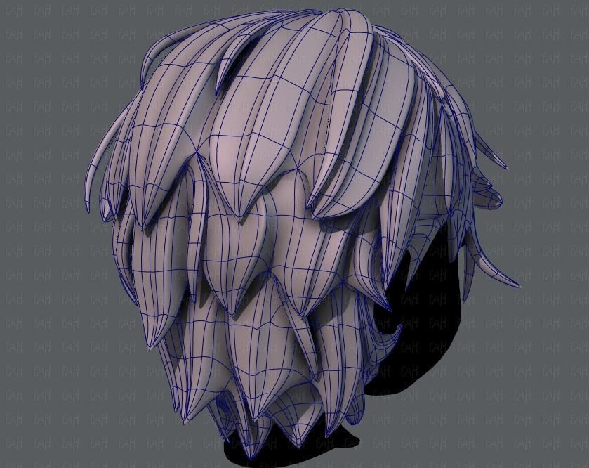 3D Hair style for boy V37 Low-poly 3D model_12