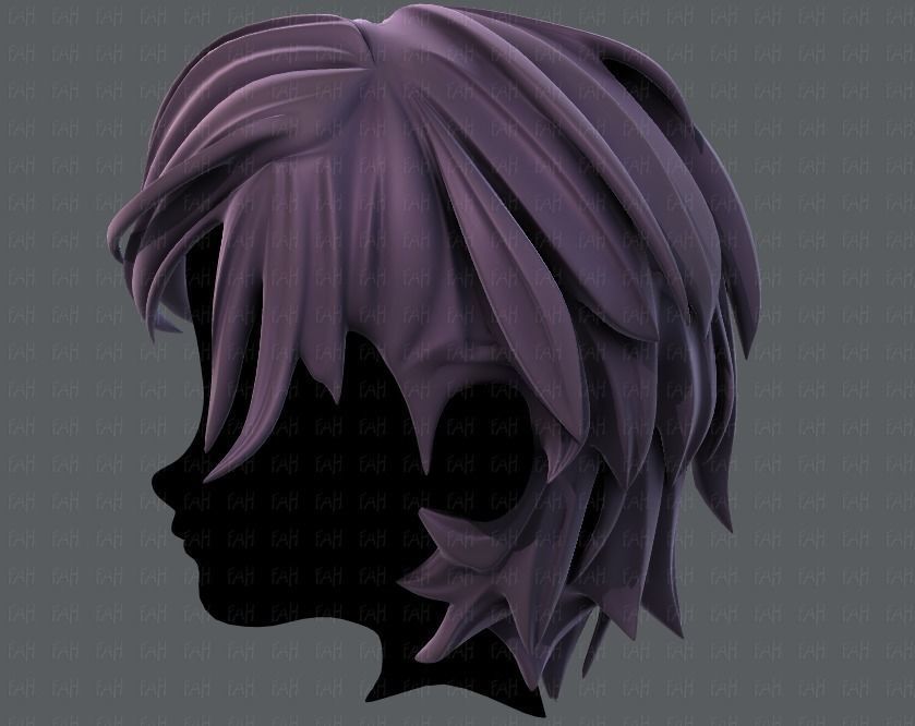 3D Hair style for boy V37 Low-poly 3D model_7