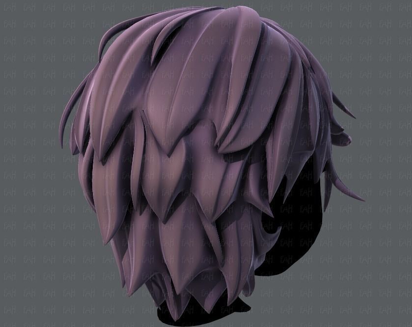 3D Hair style for boy V37 Low-poly 3D model_4